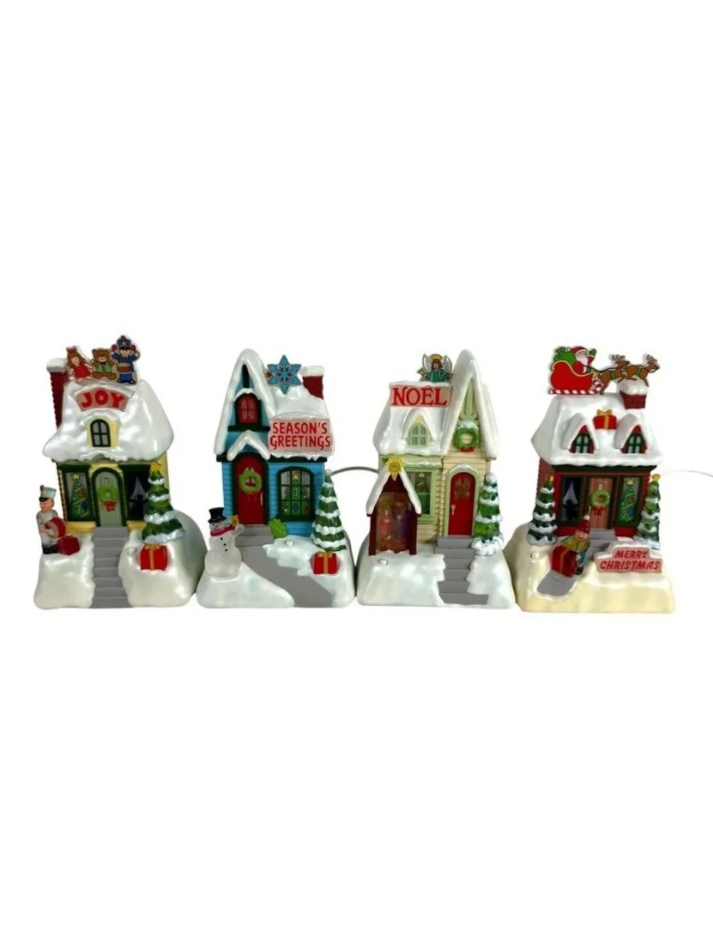 Hallmark Caroling Cottages Merry Christmas Season Greetings Lot Of 4 2009 NEW